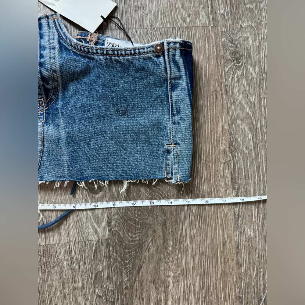 ZARA Denim Lace-Up Corset Top | Raw Edge Jean Bustier | Y2K Festival Size S NWT - Picture 10 of 10